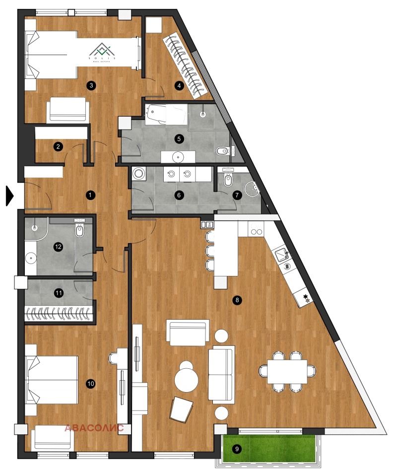 Spacious apartment with living room 60 sq.m. and view to Vitosha in Manastirski Livadi - East, Emerald apartments in building with ACT - 0