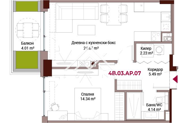 Двустаен апартамент в многофункционален комплекс с непреходна елегантност в близост до мол Парадайс за продажба - 0